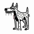 Keith Haring-inspired Dog Drawing With Filthy Sculptures And Mexican Muralism Influences