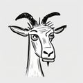 Expressive Line Work: Cartoon Goat With Intense Gaze Royalty Free Stock Photo