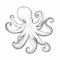 Minimalistic One-line Drawing Of Realistic Octopus