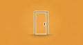 Minimalistic open door illustration with keyhole on solid orange background, simple white frame design for security or access Royalty Free Stock Photo