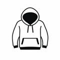 Minimalistic Outline Hoodie Icon On White Background