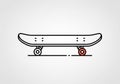 Minimalistic outline of a skateboard with a simple, clean design on a white background. The Royalty Free Stock Photo