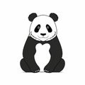 Minimalistic Panda Bear Drawing On White Background