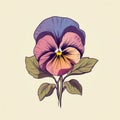 Minimalistic Pansy Flower Vector Graphic On Light Colored Background Royalty Free Stock Photo