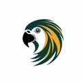 Minimalistic Parrot Logo In Green And Yellow