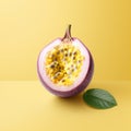 Minimalistic Passion Fruit Design On Light Yellow Background Royalty Free Stock Photo