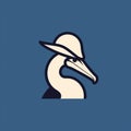 Minimalistic Pelican Logo Vector - Dark Sky-blue And Beige Wildlife Art