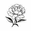 Minimalistic Peony Flower Blackandwhite Design For Trendy Tiny Tattoo