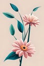 a minimalistic peony flowers background in cloudy sky blue and pale terra pastel colors. wallpaper artwork