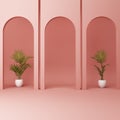 Minimalistic,pink arch with plant