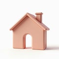 Minimalistic pink house icon with a chimney, featuring a simplistic design on a white background. Royalty Free Stock Photo