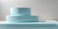 Minimalistic podium in bright blue pastel colors designed for product presentation