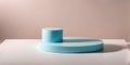 Minimalistic podium in bright blue pastel colors designed for product presentation