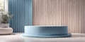 Minimalistic podium in bright blue pastel colors designed for product presentation