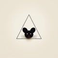 Minimalistic Portrait Of A Black Mouse With Optical Illusionism