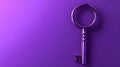 A minimalistic purple background with a metallic key on the right side, showcasing simplicity and modern design
