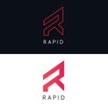 Minimalistic R letter logo iconic sign vector design