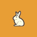 Minimalistic Rabbit Icon On Orange Background - Uhd Editorial Illustration