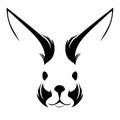 Minimalistic Rabbit line art, abstract flat animal logo, symbol. Minimalist vector Bunny character in black outline