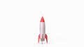 Minimalistic Red and White Rocket on Clean White Background 3d render Royalty Free Stock Photo