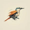 Minimalistic robot bird illustration adds a modern touch to space