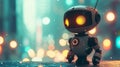Minimalistic, robot-themed design with a bright and lively technological background