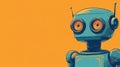 Minimalistic, robot-themed design with a bright and lively technological background