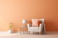 Minimalistic room with wall in peach color
