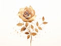 Minimalistic Rose Gold Glitter Flower Illustration AI Generated