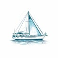 Minimalistic Sail Boat Sketch With Chrome Reflections