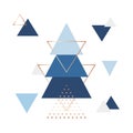 Minimalistic scandinavian background in form of blue triangles.