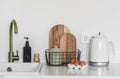 Minimalistic Scandinavian style kitchen interior in bright colors