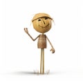 Minimalistic Scarecrow Stick Figure On White Background