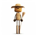 Minimalistic Scarecrow On A Stick In Soft Rounded Forms