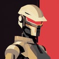 Minimalistic Sci-fi Shinobi Robot Soldier Painting