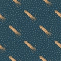 Minimalistic seamless ocean pattern with beige squid doodle silhouettes. Turquoise dotted background