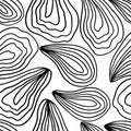 Minimalistic seamless pattern of oysters. Vector hand drawn black and white illustration of mollusk. A simple background is ideal Royalty Free Stock Photo