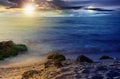 Minimalistic seascape in summer at twilight Royalty Free Stock Photo