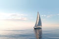 Minimalistic Seascape view with beautiful yacht