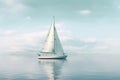 Minimalistic Seascape view with beautiful yacht