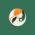 Minimalistic Serenity: A Beautiful Woman In Orange And Green Logo