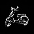 Minimalistic Serenity: A Motley Scooter In White On Black Royalty Free Stock Photo