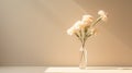 Minimalistic Serenity: White And Pink Carnations In A Clear Vase