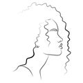 Minimalistic silhouette of a female face. Black and white. Royalty Free Stock Photo