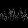 Minimalistic silhouette of flame. Fire vector illustration. Black and white. Black background. One line drawing. Image. and Vector