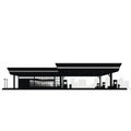 Minimalistic Silhouette Of Petrol Station Vector - Architectural Transformations