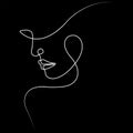 Minimalistic silhouette of woman face. Black and white. Royalty Free Stock Photo