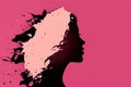 Minimalistic silhouette of woman face. Illustration for International Women\'s Day. AI generative