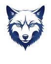 Minimalistic simple logo of blue and grey Wolf for company emblem