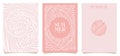 Minimalistic simple naive and hippie groovy style posters set - tropic plants, palm leaves design templates, frames and